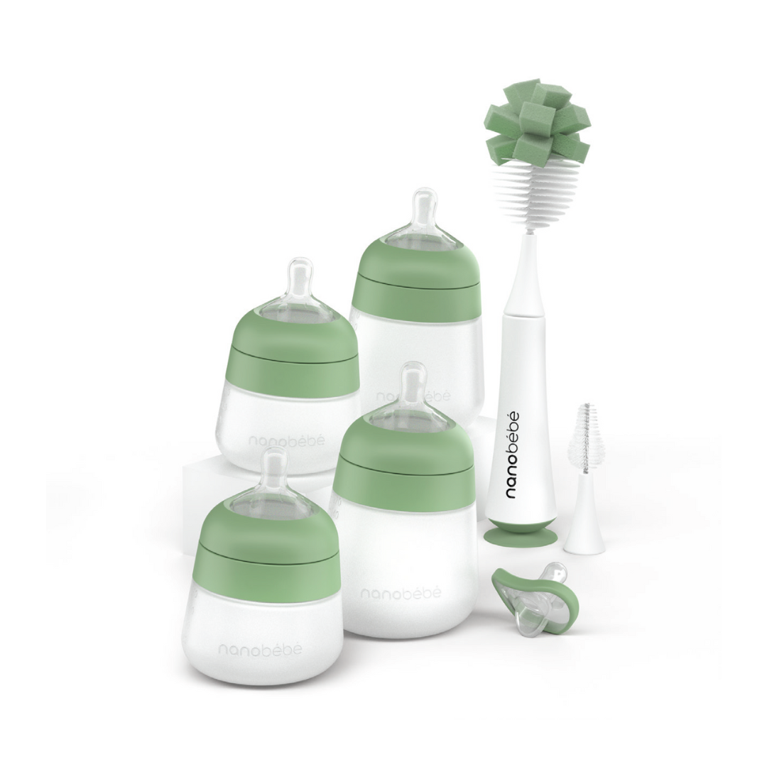 Nanobebe Bottles Ultimate Newborn Baby Bottle Feeding Set Sage