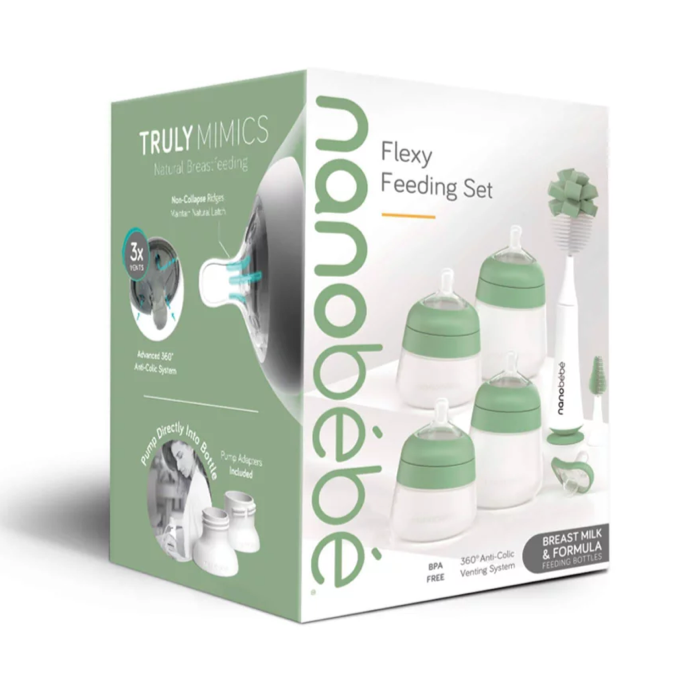 Nanobebe Bottles Ultimate Newborn Baby Bottle Feeding Set Sage