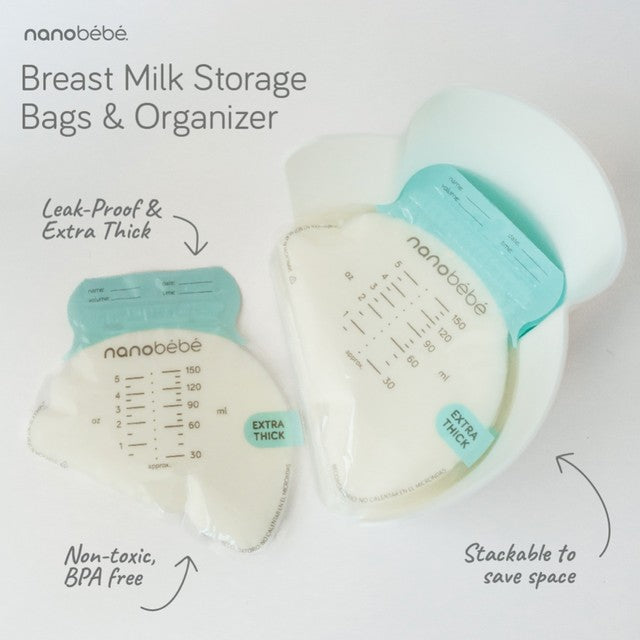 Nanobebe 25 Breastmilk Storage Bags and Organizer